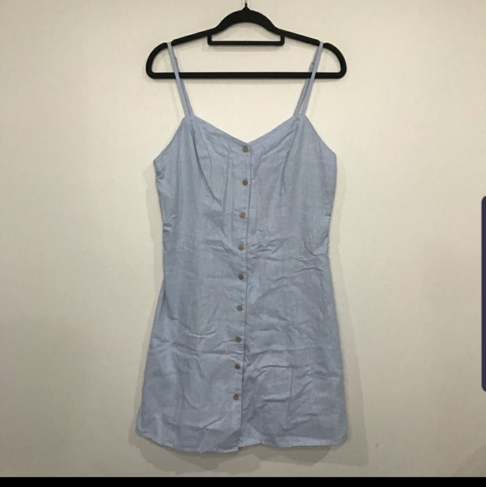 Miss shop baby blue linen dress - Picture 1 of 6